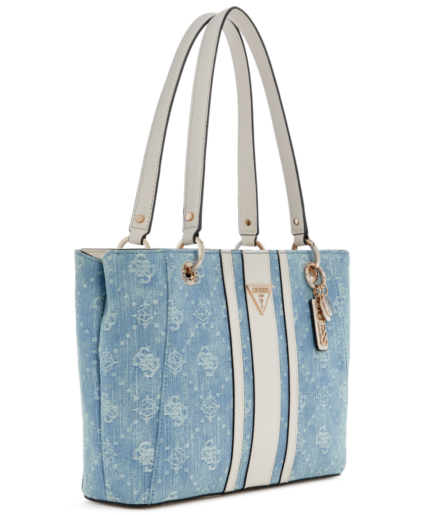 Женская сумка GUESS Noelle II Washed Denim Large Tote Handbag, цвет: Синий — фото 3
