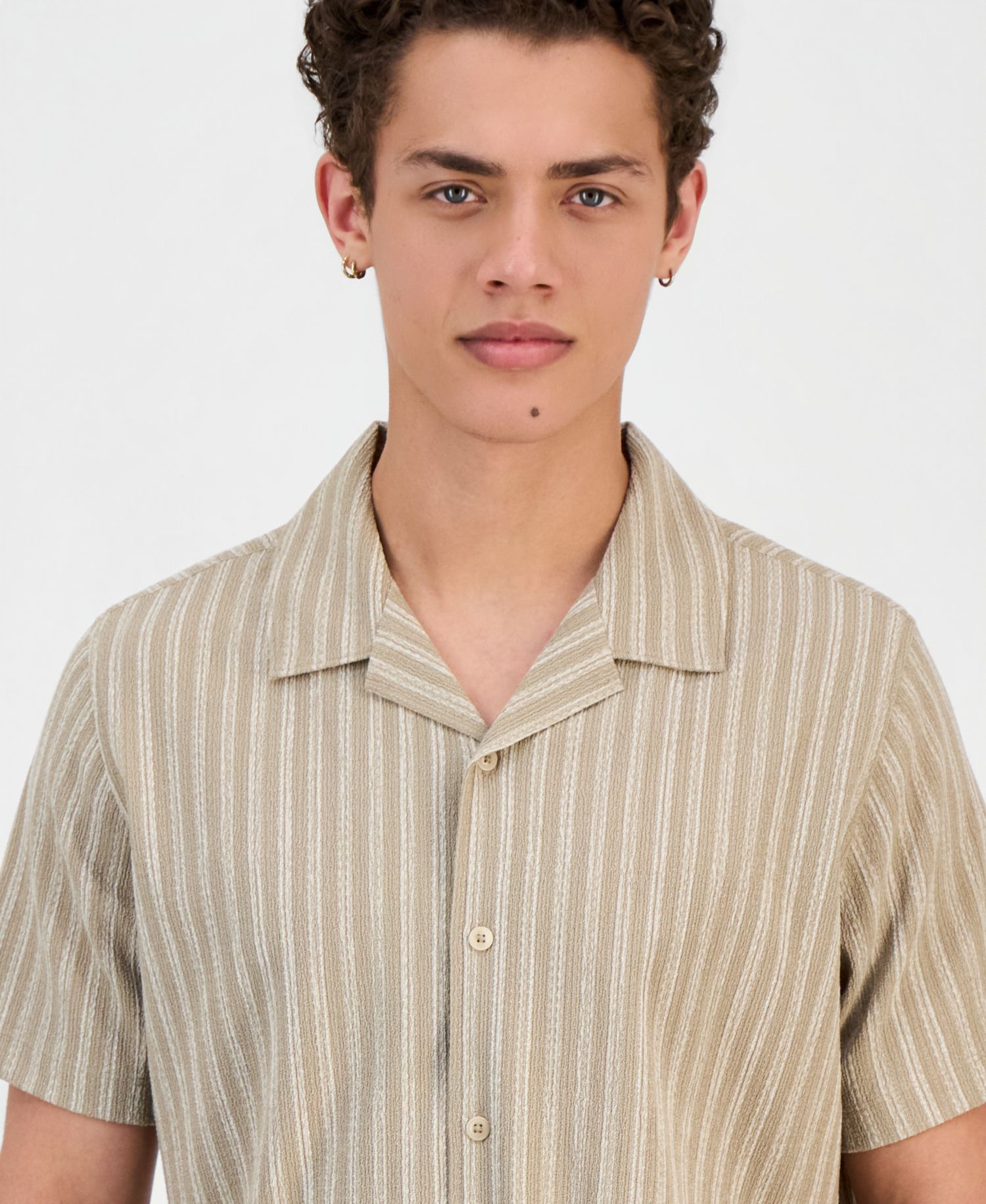 Men's Resort Blend Textured Woven Short-Sleeve Shirt