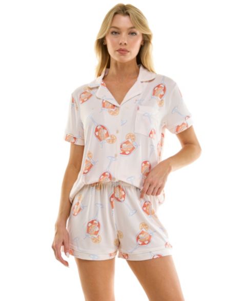 Женский комплект Jaclyn Intimates: топ с воротником и шорты, цвет: Оранжевый