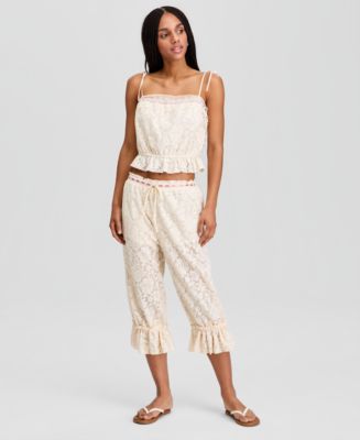 And Now This Women's Ribbon-Trim Lace Capri Pants, Macy's