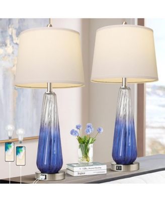 27.5-inch Table Lamps Set of 2 with Touch Control, 3-Way Dimmable Modern Glass Bedside Lamps with Bedrooms Decorations
