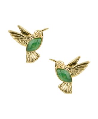 Patricia Nash Stone Hummingbird Post Stud Earrings - Gold