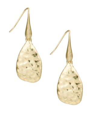 Gold-Tone Hammered Ring Collection Tear Drop Earrings