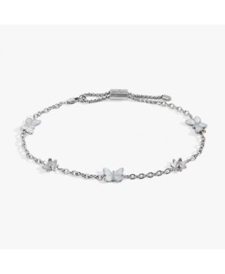 Alex and Ani Butterfly and Flower Anklet - Silver