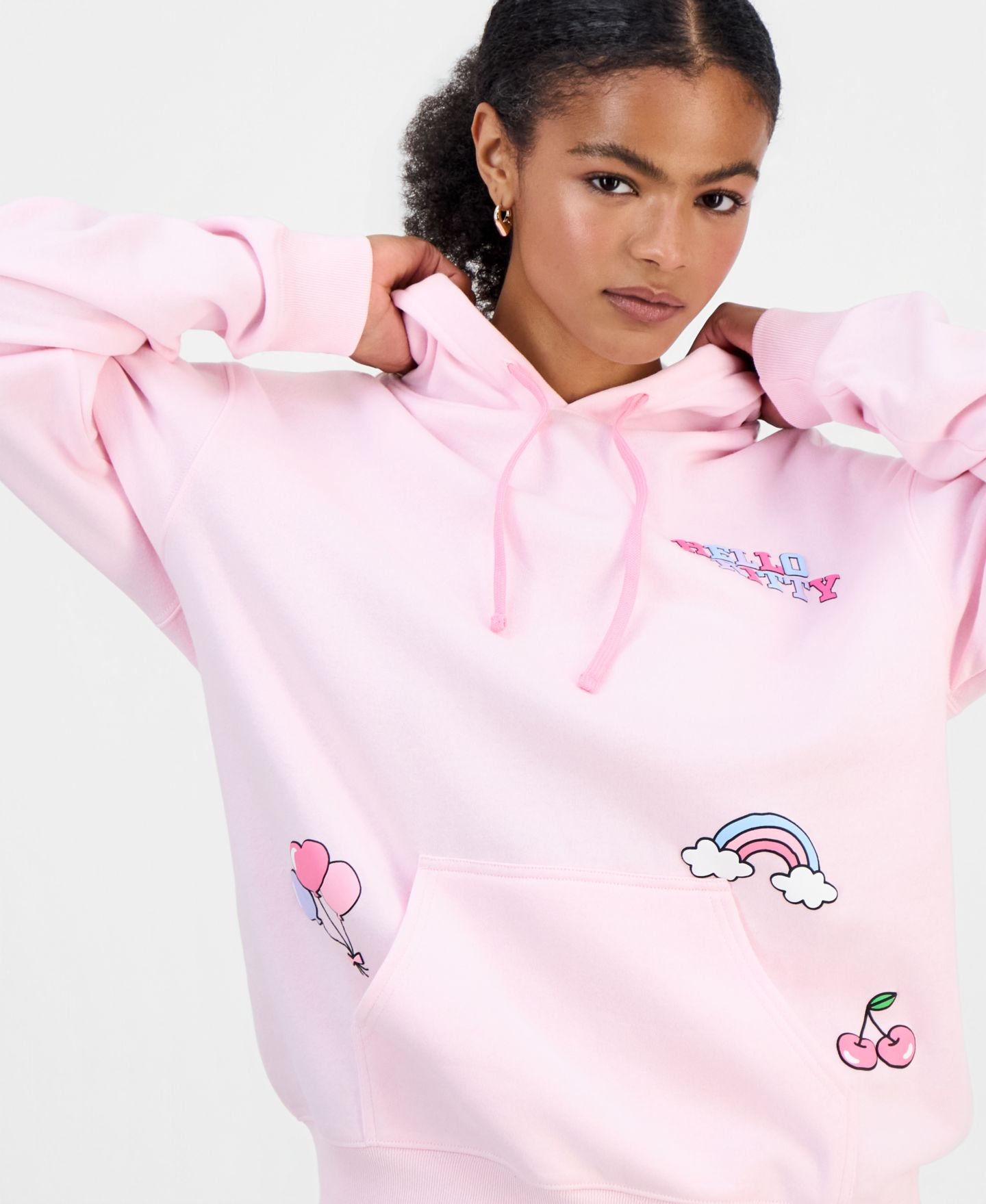 Женское худи Sanrio Juniors' Hello Kitty Graphic, цвет: Ballet Slipper — фото 3