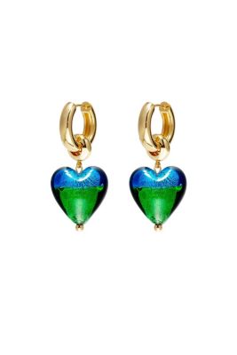 Esmee Glaze Heart Dangle Earrings - Peacock