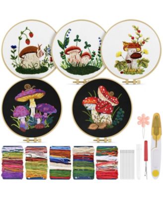 5 Sets Embroidery Kit Beginners Cloth Hoops Threads Sets