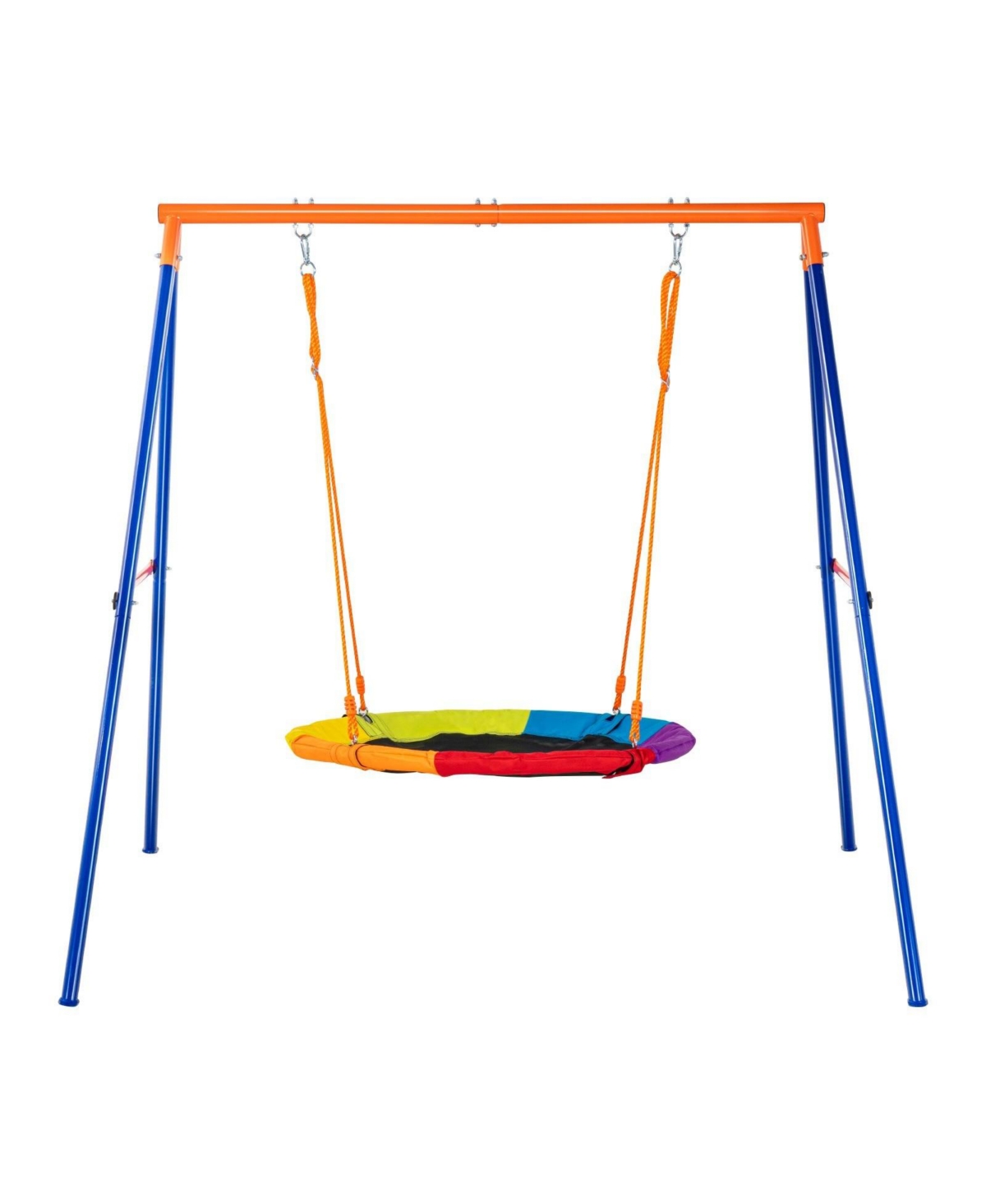 Sugift Backyard Swing Set 440lbs Capacity 40 inch Saucer Swing with Metal Stand - Blue