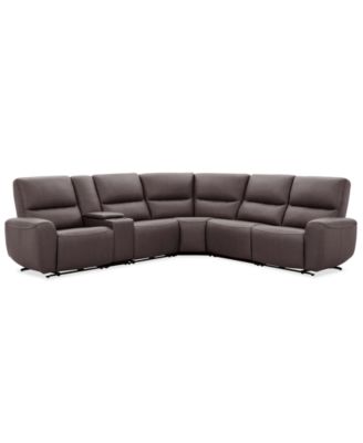 Symond 6-Piece Leather 3 Power Motion L-Shape Sectional Sofa
