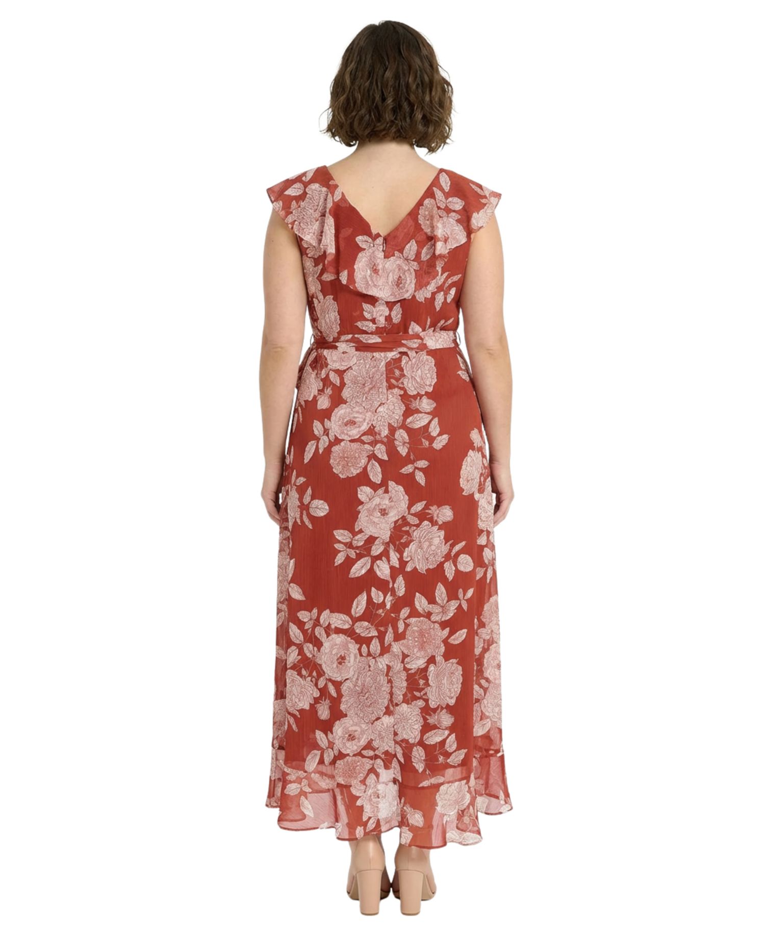 Plus Size Printed Wrap V-Neck Dress