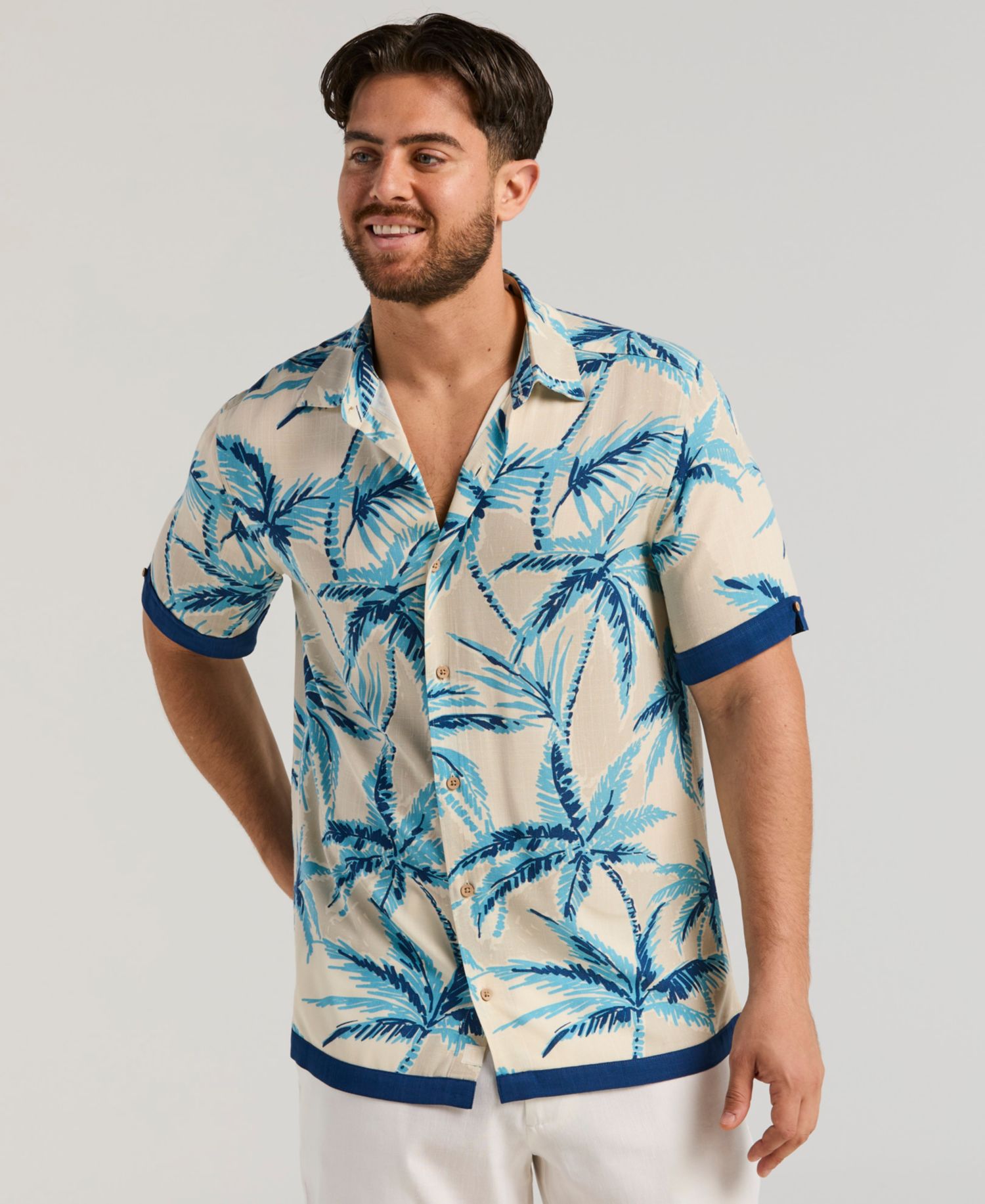 Men's Two-Tone Palm Print Shirt