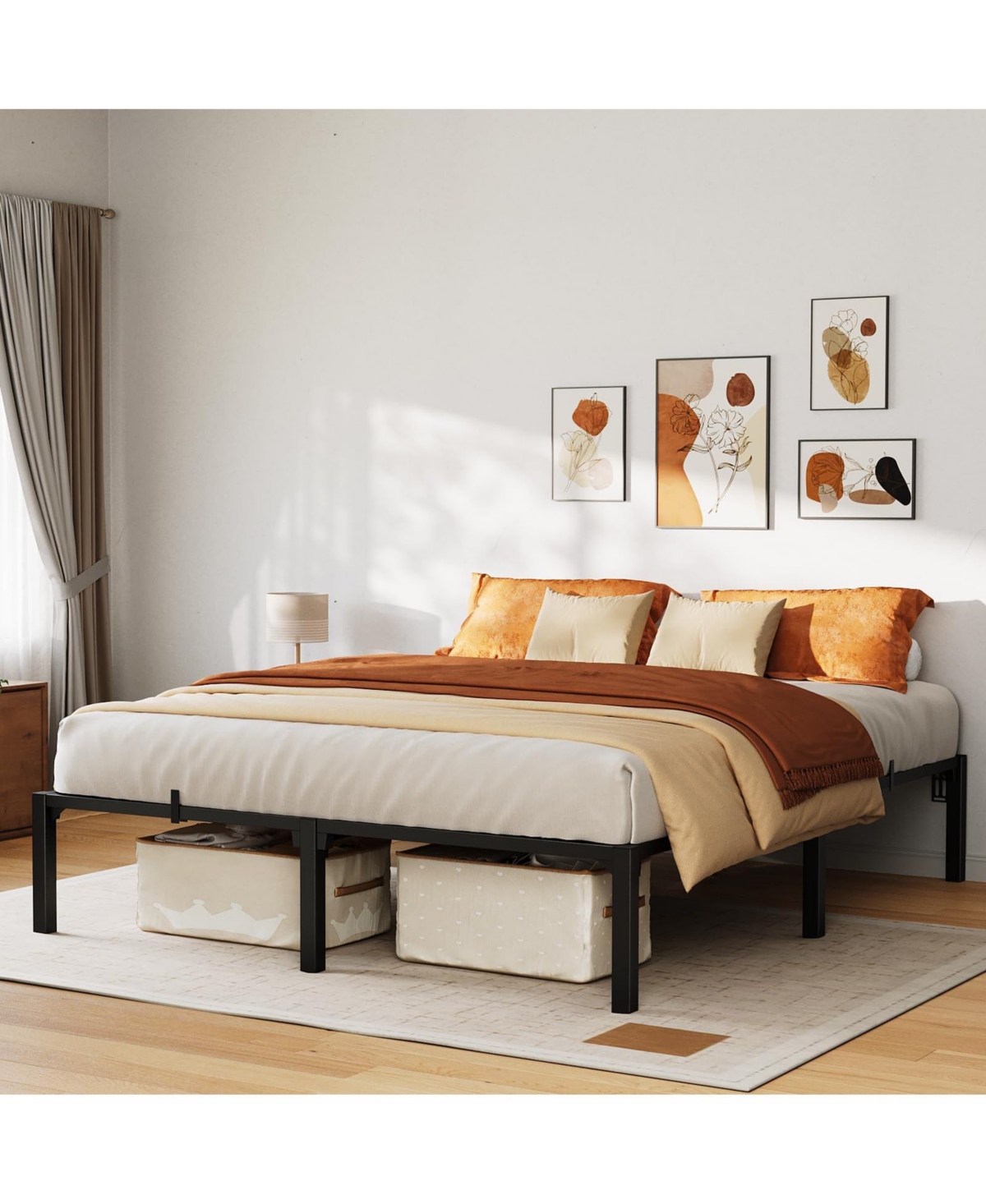 homfan 16 Inch Heavy Duty Metal Platform Bed Frame