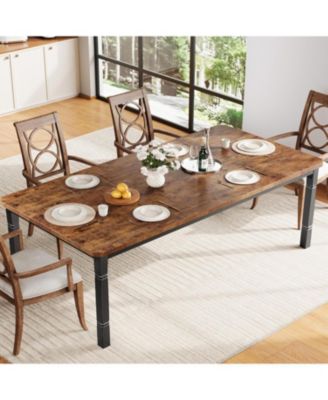 79" Industrial Dining Table with Chamfer Corner Kitchen Table with Heavy Duty Metal Legs for Dining Room, Kitchen, Living Room, Easy Assembly
