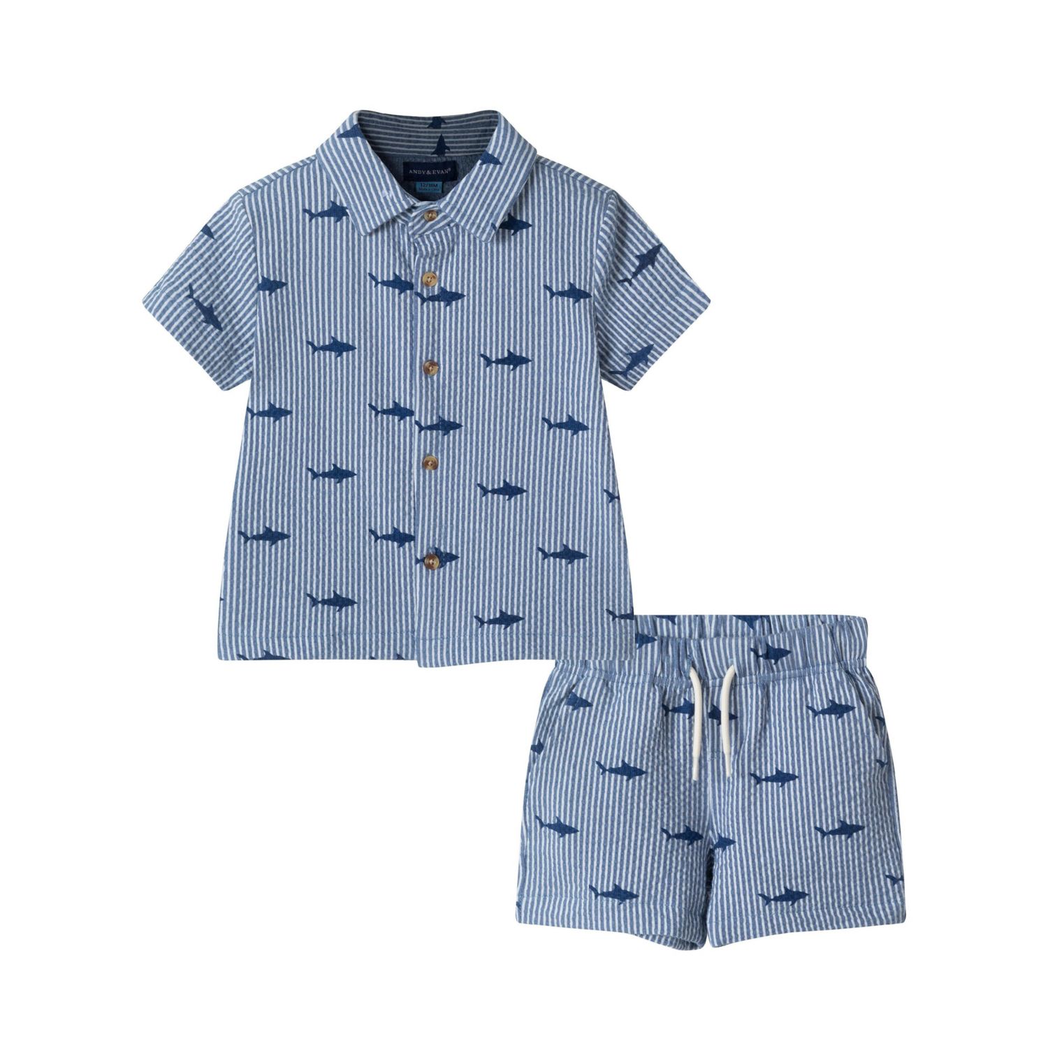 Infant Boys Shark Buttondown and Shorts Cabana Set