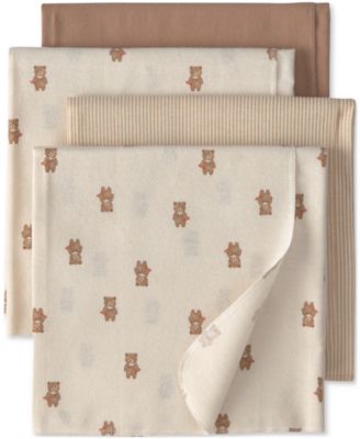 Baby Boys' and Baby Girls' Bear Receiving Blankets, 4-Pack