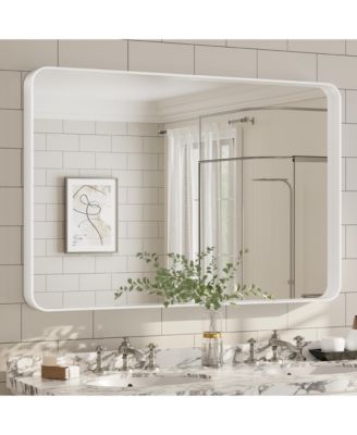 48" x 32" High-Strength Tempered Glass and Aluminum Alloy Framed Wall Decor Bathroom Vanity Mirror