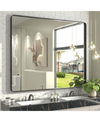 48" x 40" High-Strength Tempered Glass and Aluminum Alloy Framed Wall Decor Bathroom Vanity Mirror
