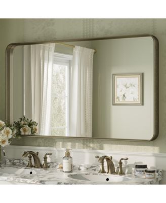 High-Strength Tempered Glass and Aluminum Alloy Framed Wall Decor Bathroom Vanity Mirror in Brushed Bronze