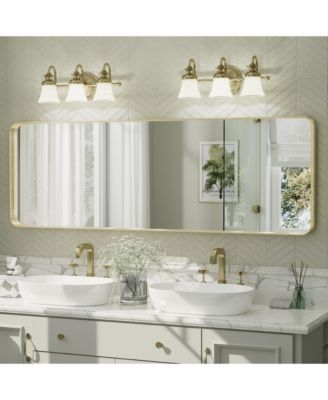 High-Strength Tempered Glass and Aluminum Alloy Framed Wall Decor Bathroom Vanity Mirror in Brushed Gold