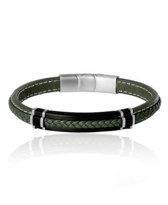 Men’s Green Braided Leather Bracelet