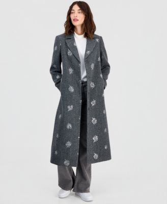 Women's Single-Breasted Sparkle Boucl&eacute; Maxi Coat