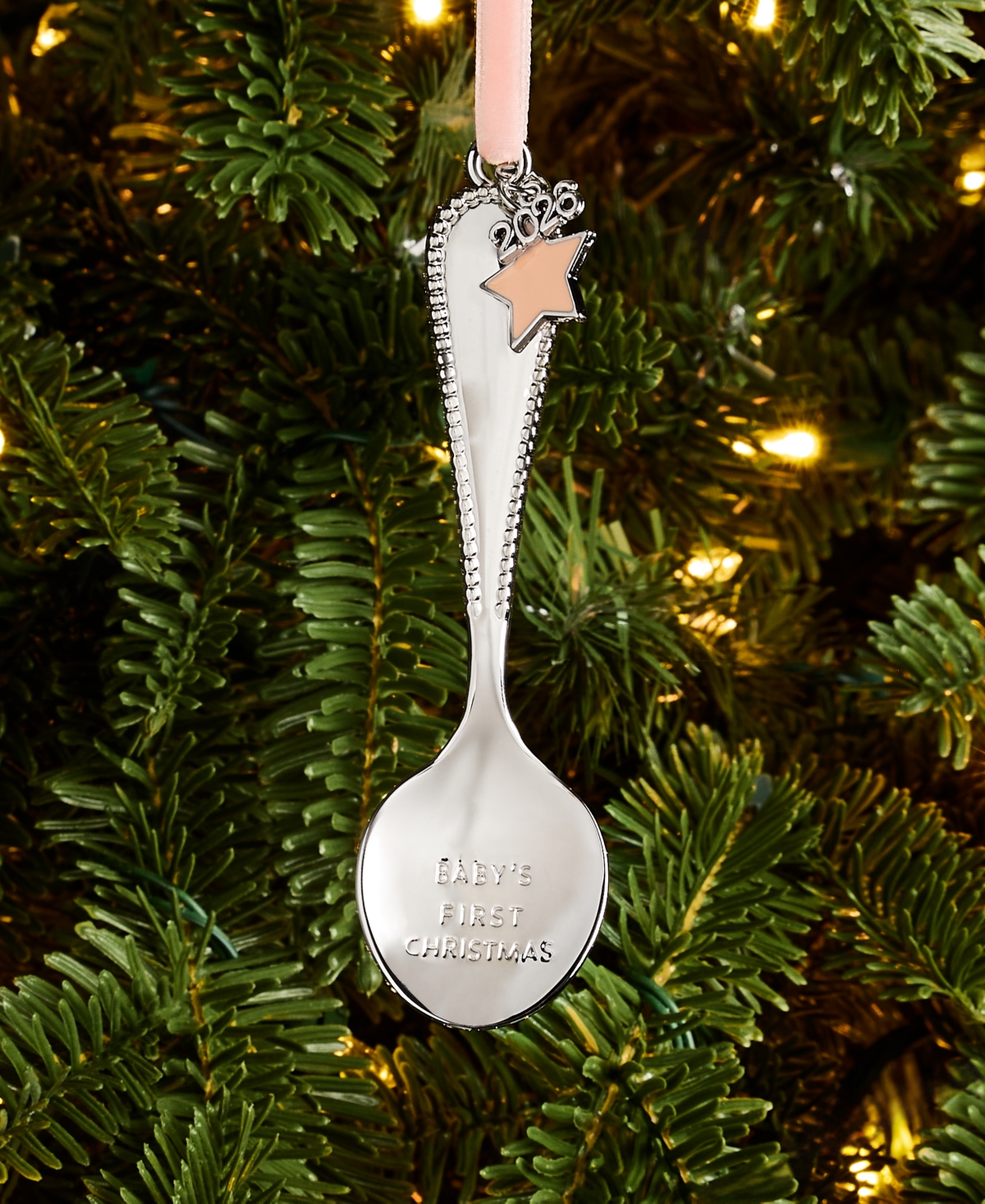 Holiday Lane Baby's First Pink Christmas Spoon 2026 Ornament, Macy's Exclusive
