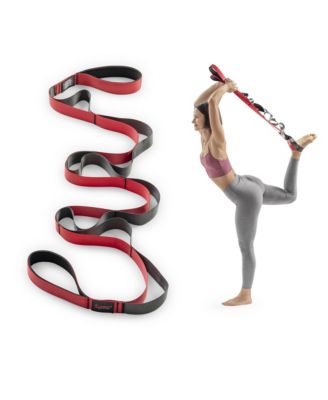 Sunny Health and Fitness Premium Yoga Stretch Strap with 8 Individual Grip Loops
