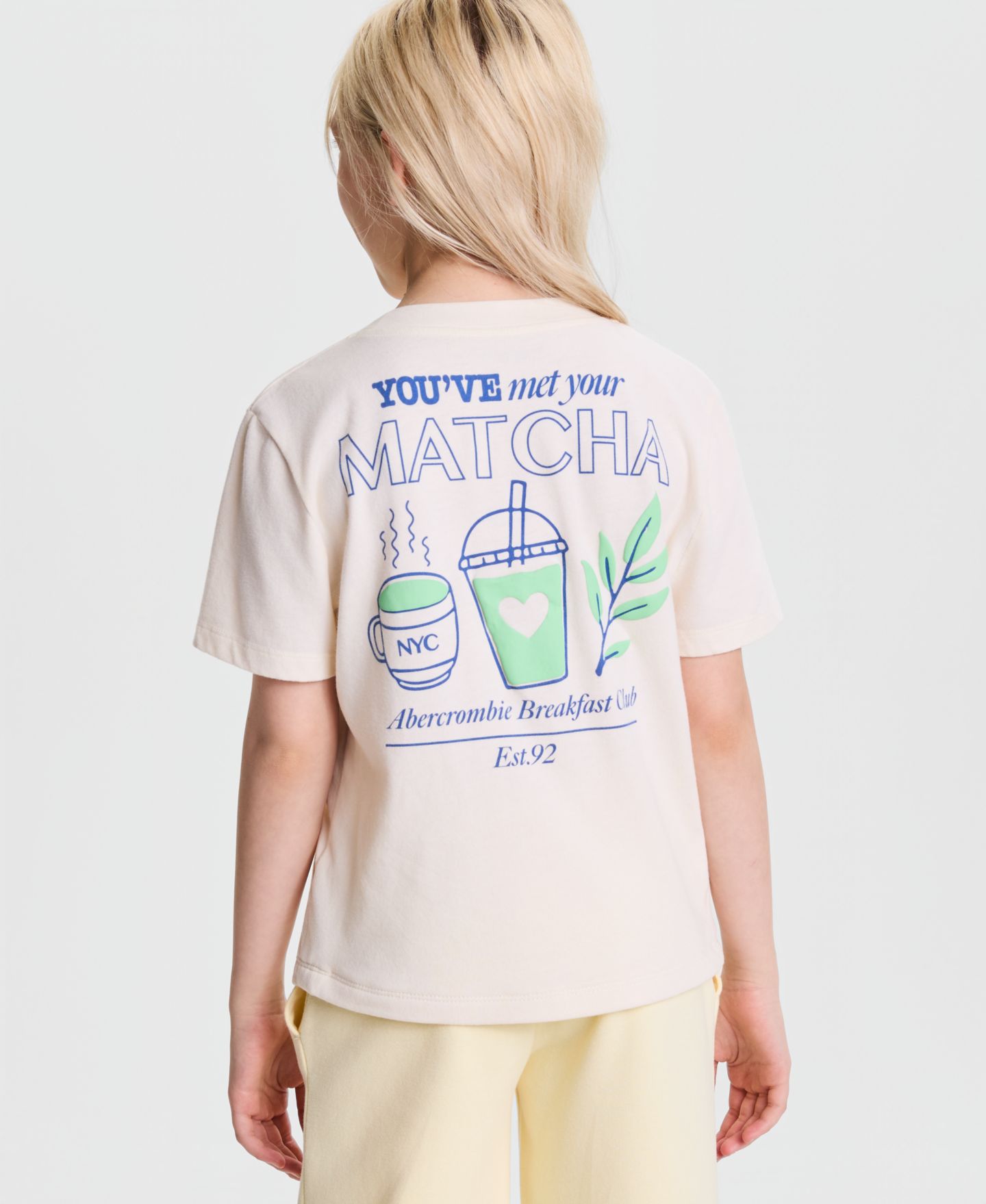 Детская футболка abercrombie kids Matcha с коротким рукавом, 5-16, цвет: Молочный белый — фото 4