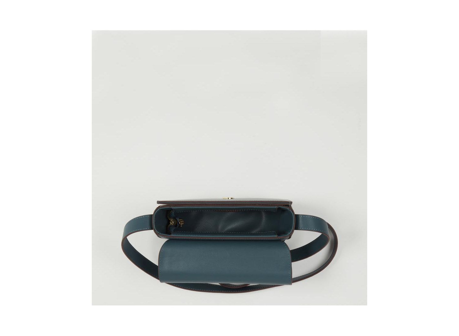 Blue Leather Saddle Bag Women s Crossbody Purse with Flap Closure and Adjustable Strap