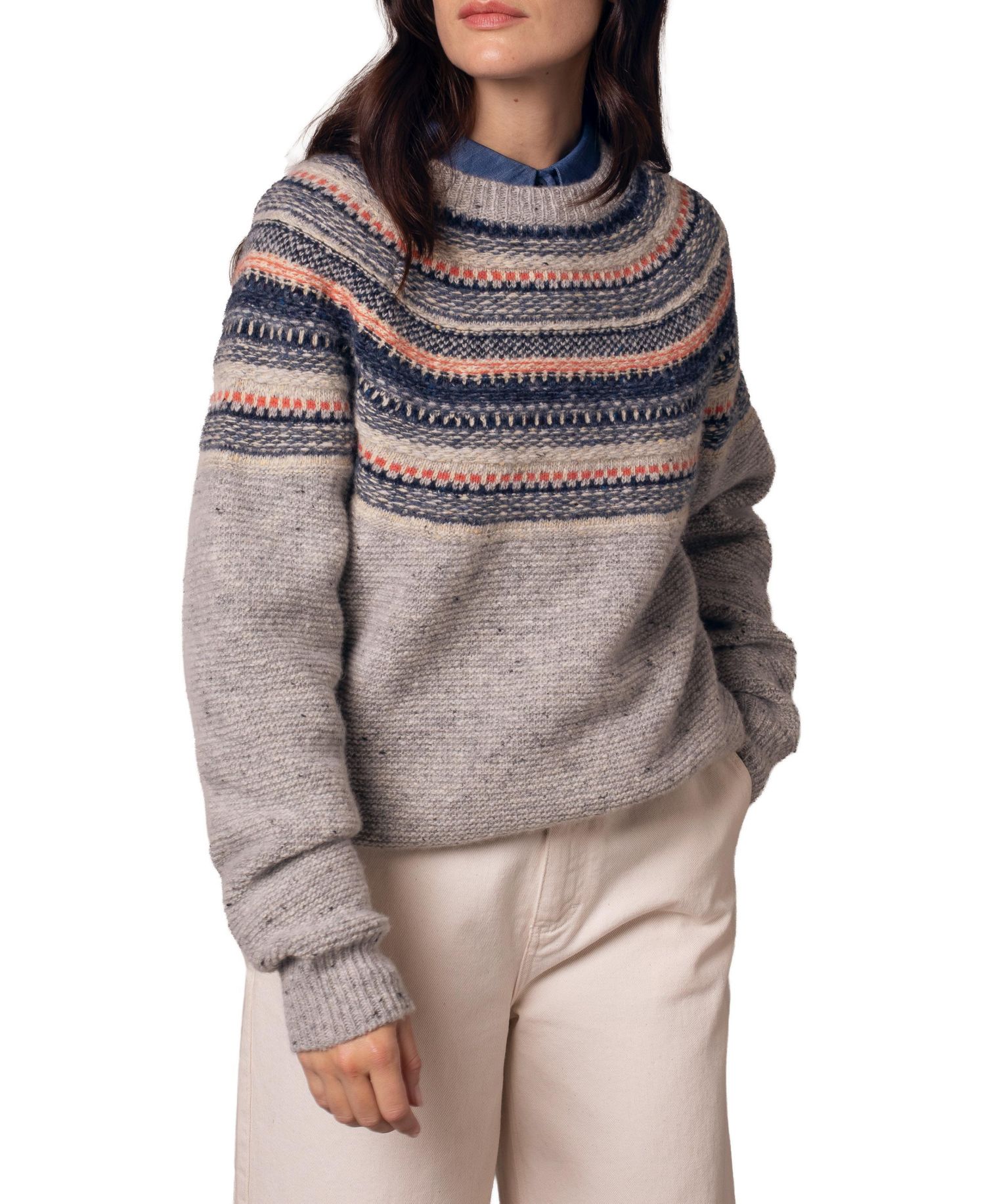 Women's Stitchy Stripe Yoke Sweater