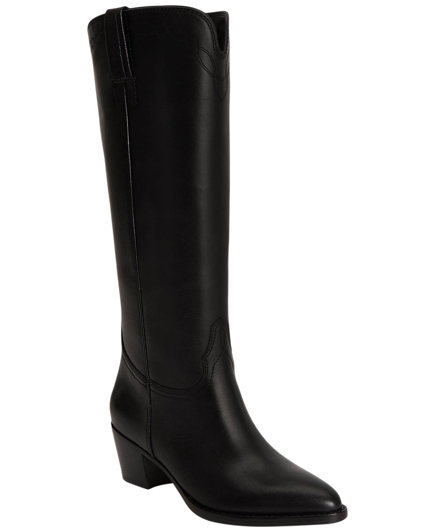 Женские ботинки Lauren Ralph Lauren Harpher Block Heel Tall, цвет: Чёрный кожаный — фото 1