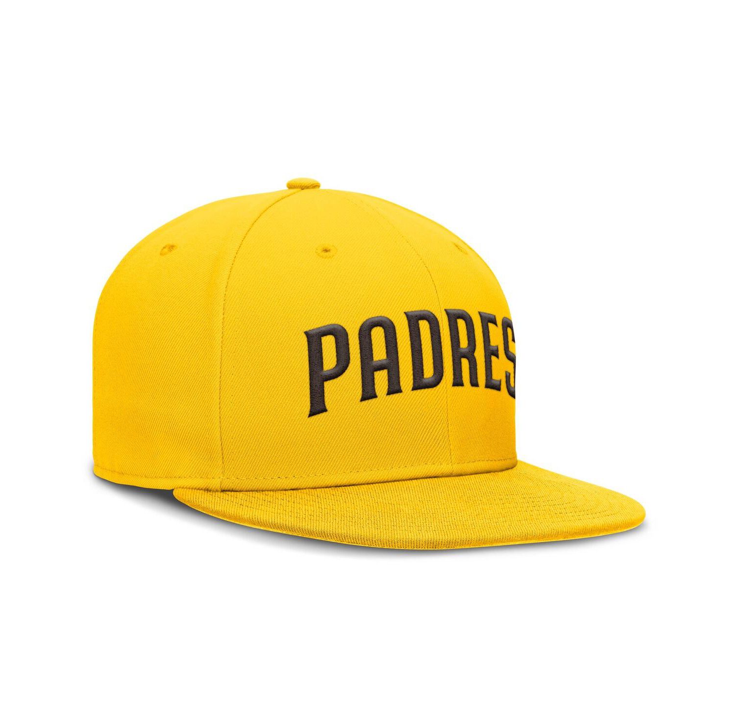 Men's Gold San Diego Padres Wordmark Dri-FIT Round Bill True Fitted Hat