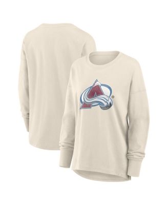 Women's Cream Colorado Avalanche Distressed Logo Long Sleeve T-Shirt