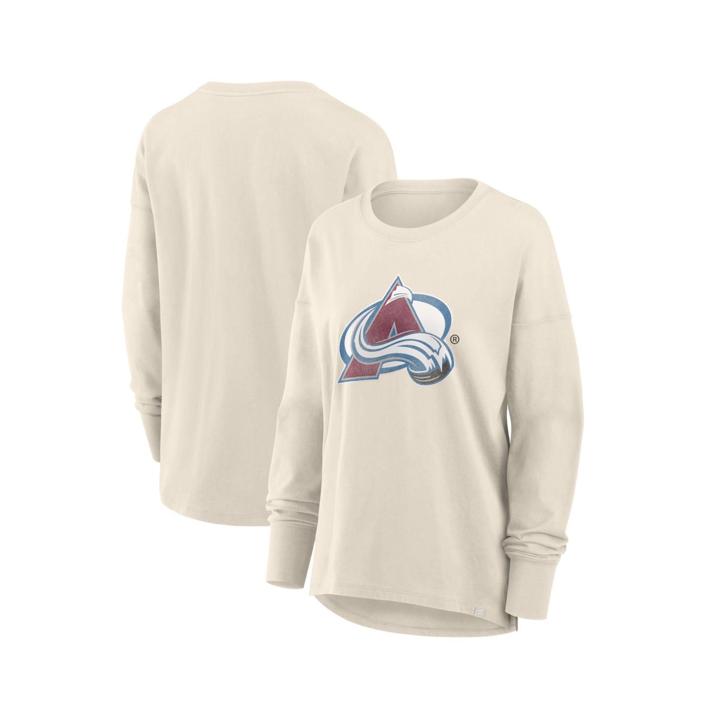 Женская футболка Fanatics Cream Colorado Avalanche Distressed Logo Long Sleeve — фото 1