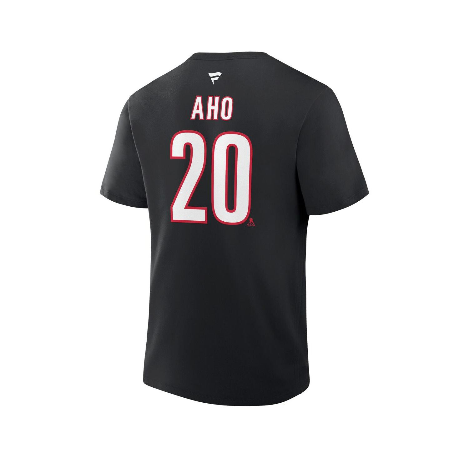 Men's Sebastian Aho Black Carolina Hurricanes Authentic Stack Name & Number T-Shirt