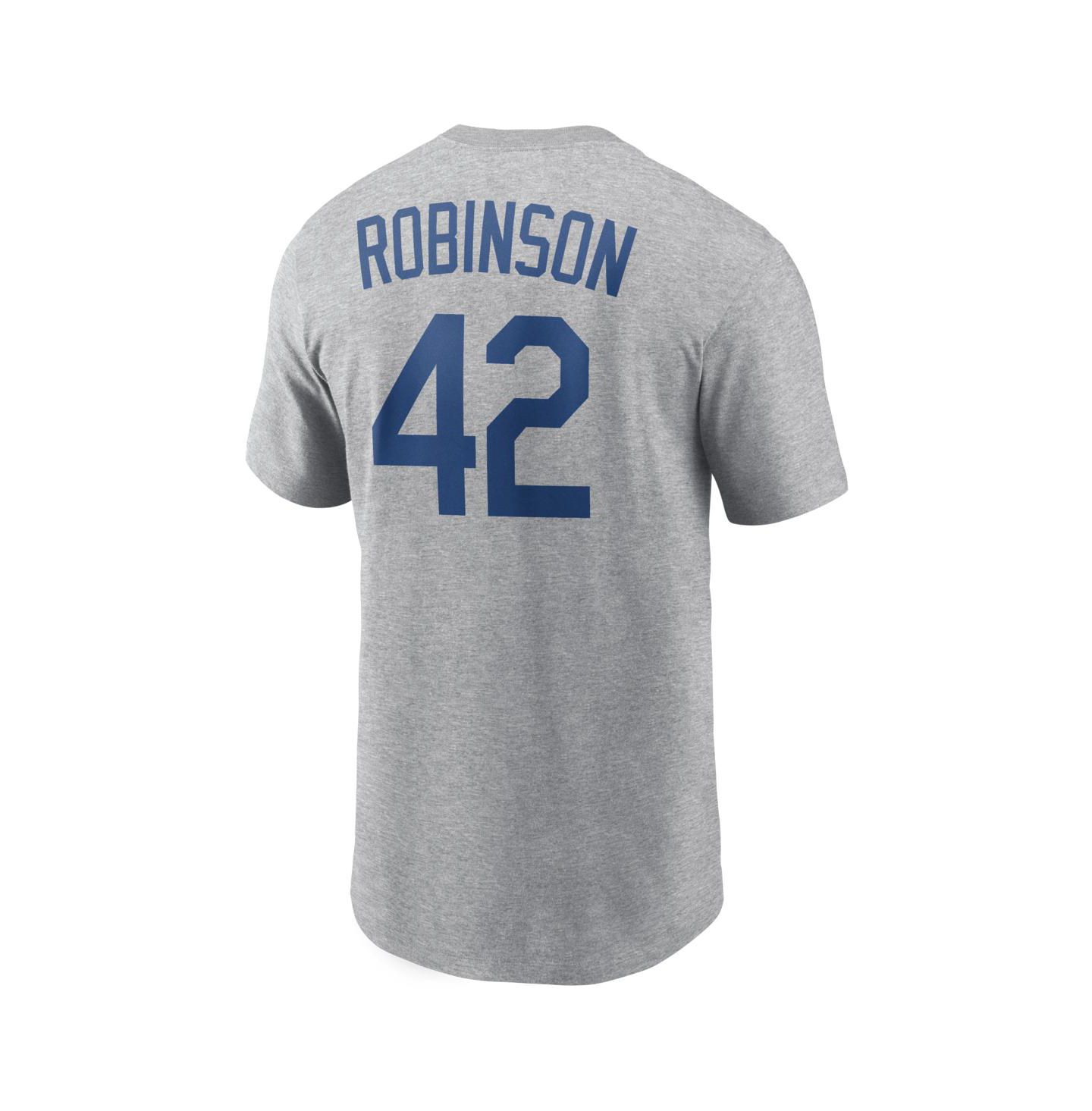 Мужская футболка Nike Jackie Robinson Heather Gray Brooklyn Dodgers Cooperstown Collection Name & Number — фото 3