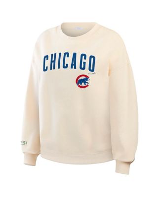 Women's Cream Chicago Cubs Heavyweight Crew Neck Sweatshirt