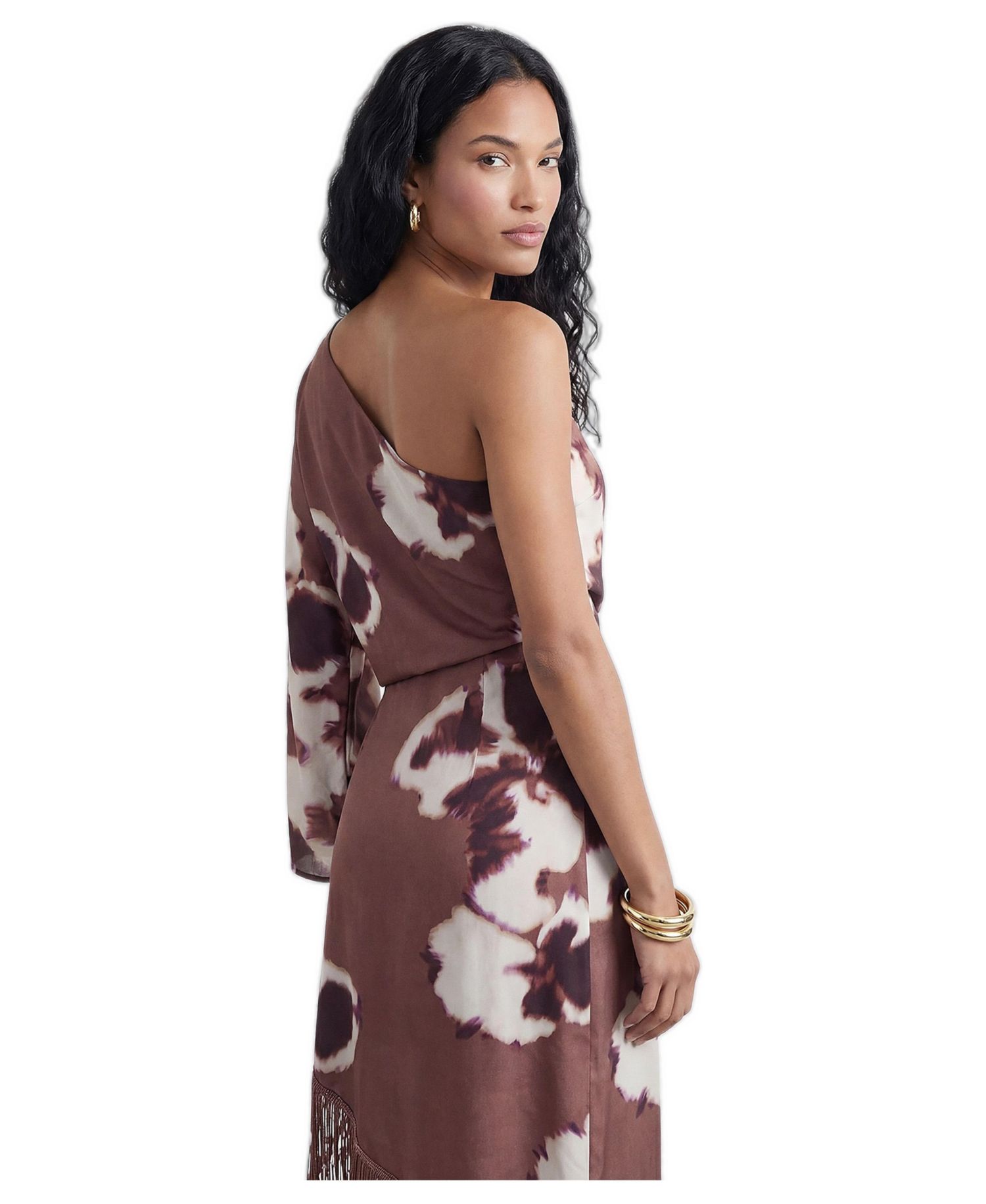 Women's One Shoulder Satin Midi Dress