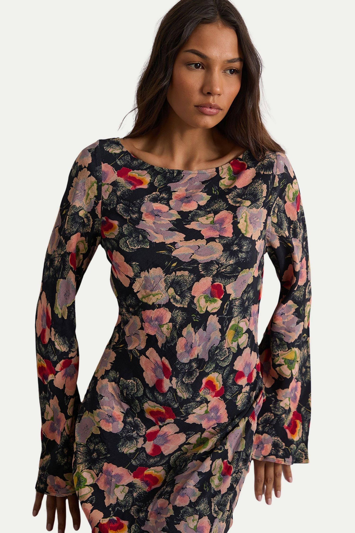 Women's Floral Bias Cut Scoop Back Midaxi Dress