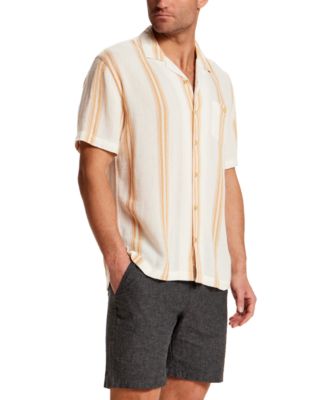 Men's Short-Sleeve Button-Down Airtex Vertical Stripe Shirt