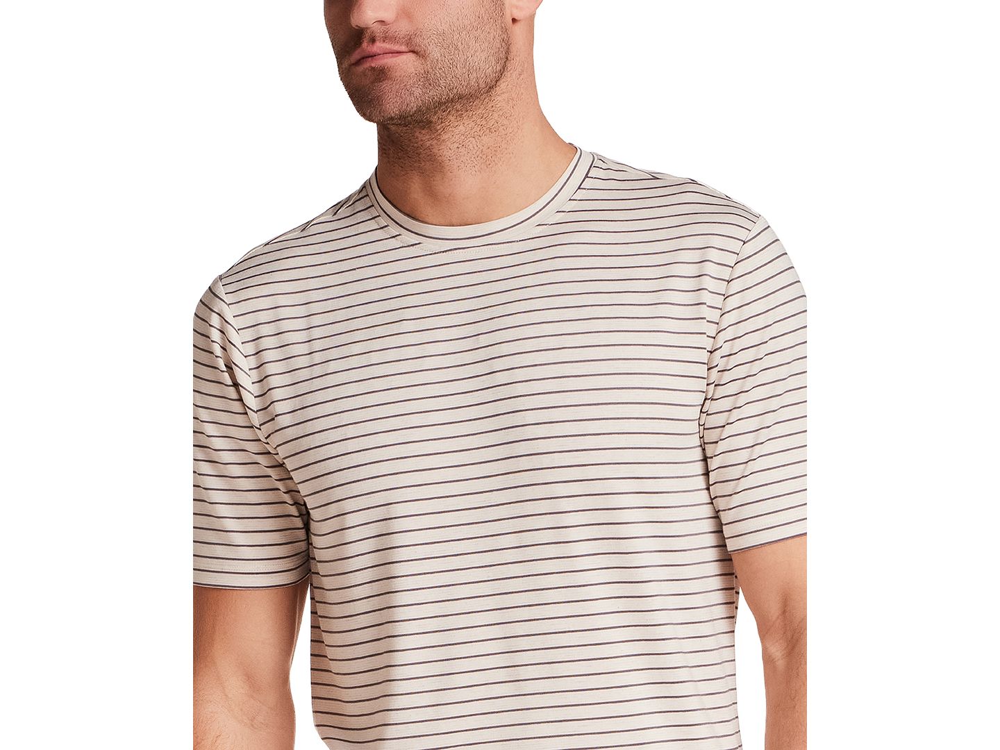 Мужская футболка Weatherproof Vintage Dobby Striped Crewneck, цвет: Каменный серый — фото 3