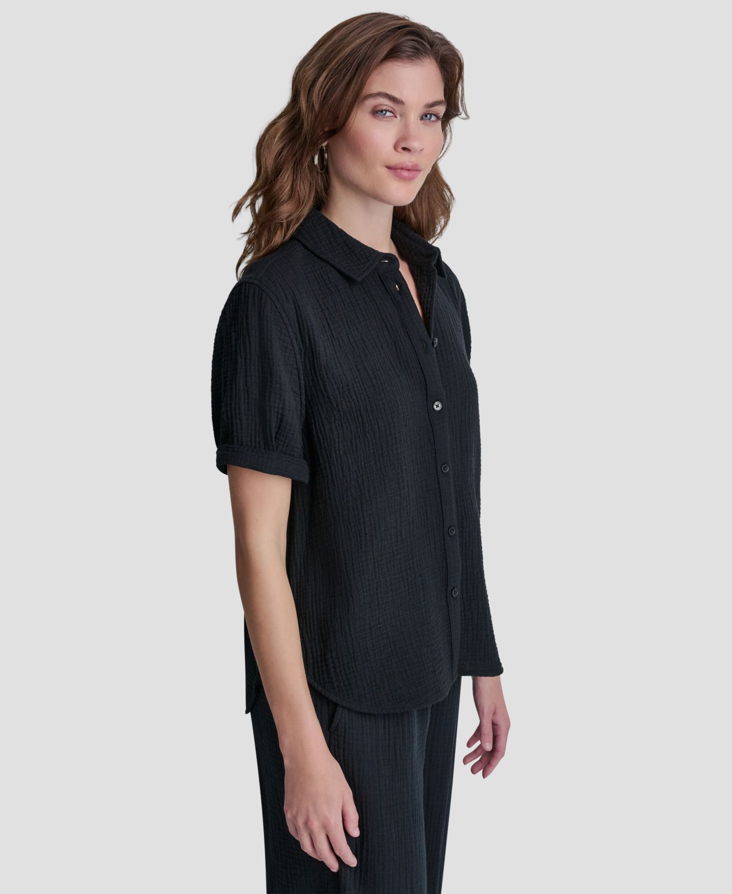 Petite Cuffed Short-Sleeve Shirt