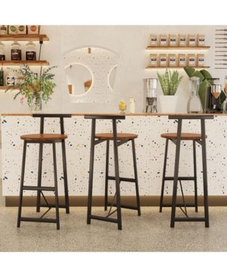 Counter Height Bar Stools Set of 3 with Back