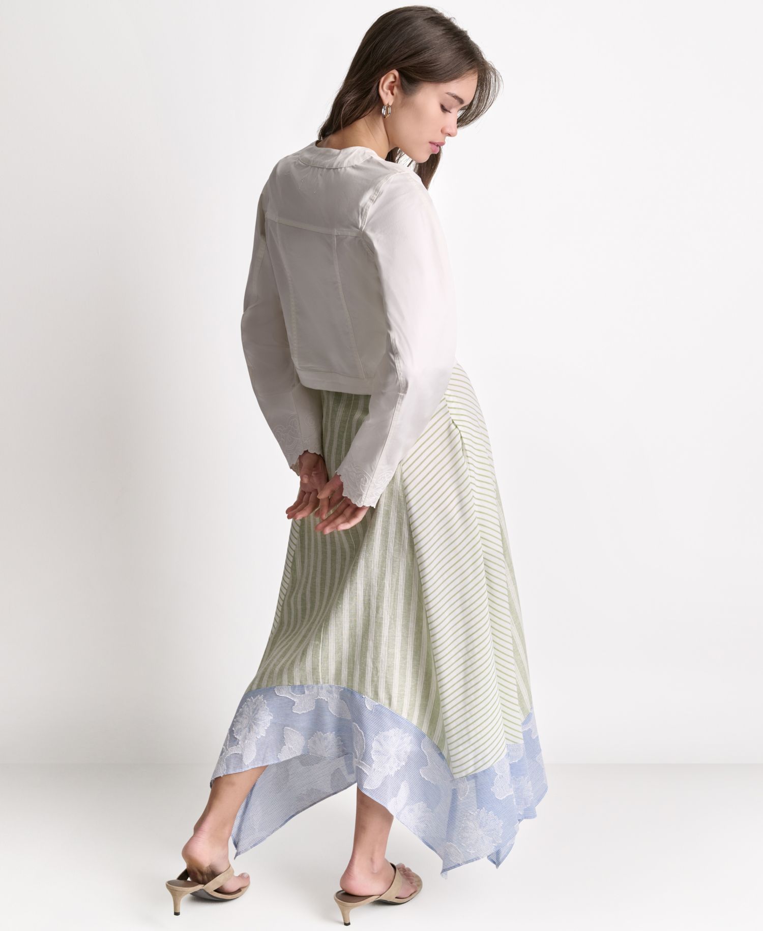 Women's V-Neck Tulip Hem Cropped Jacket