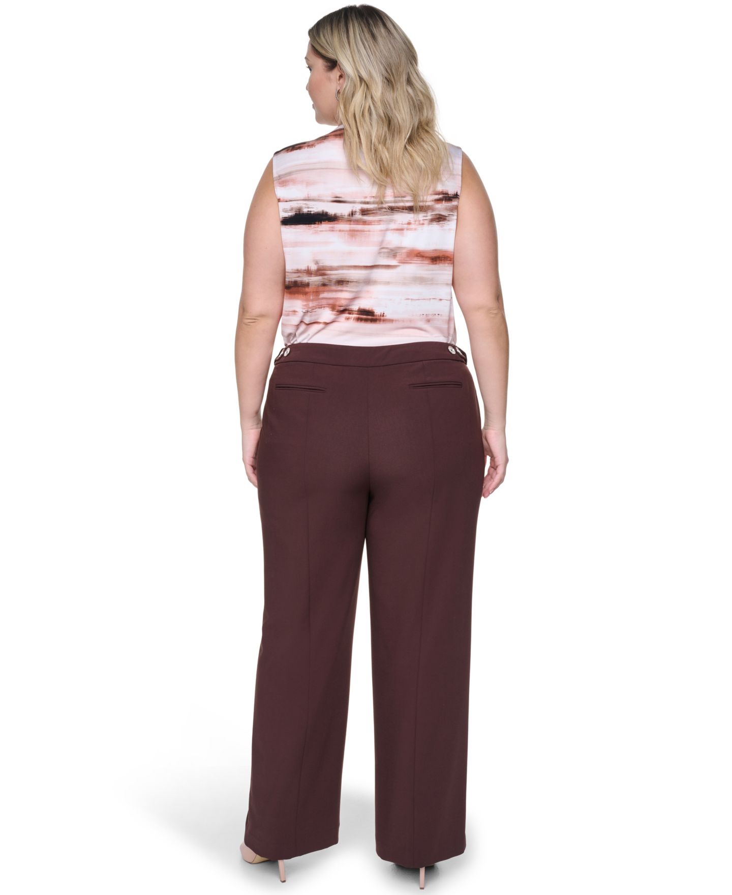 Женские брюки Calvin Klein Plus Size Mid-Rise Highline Ankle, цвет: Кофейный — фото 5