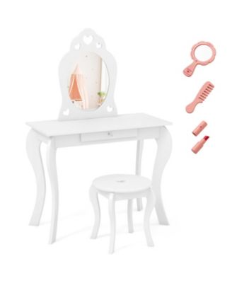 Kids Princess Makeup Dressing Table Set with Mirror and Drawer