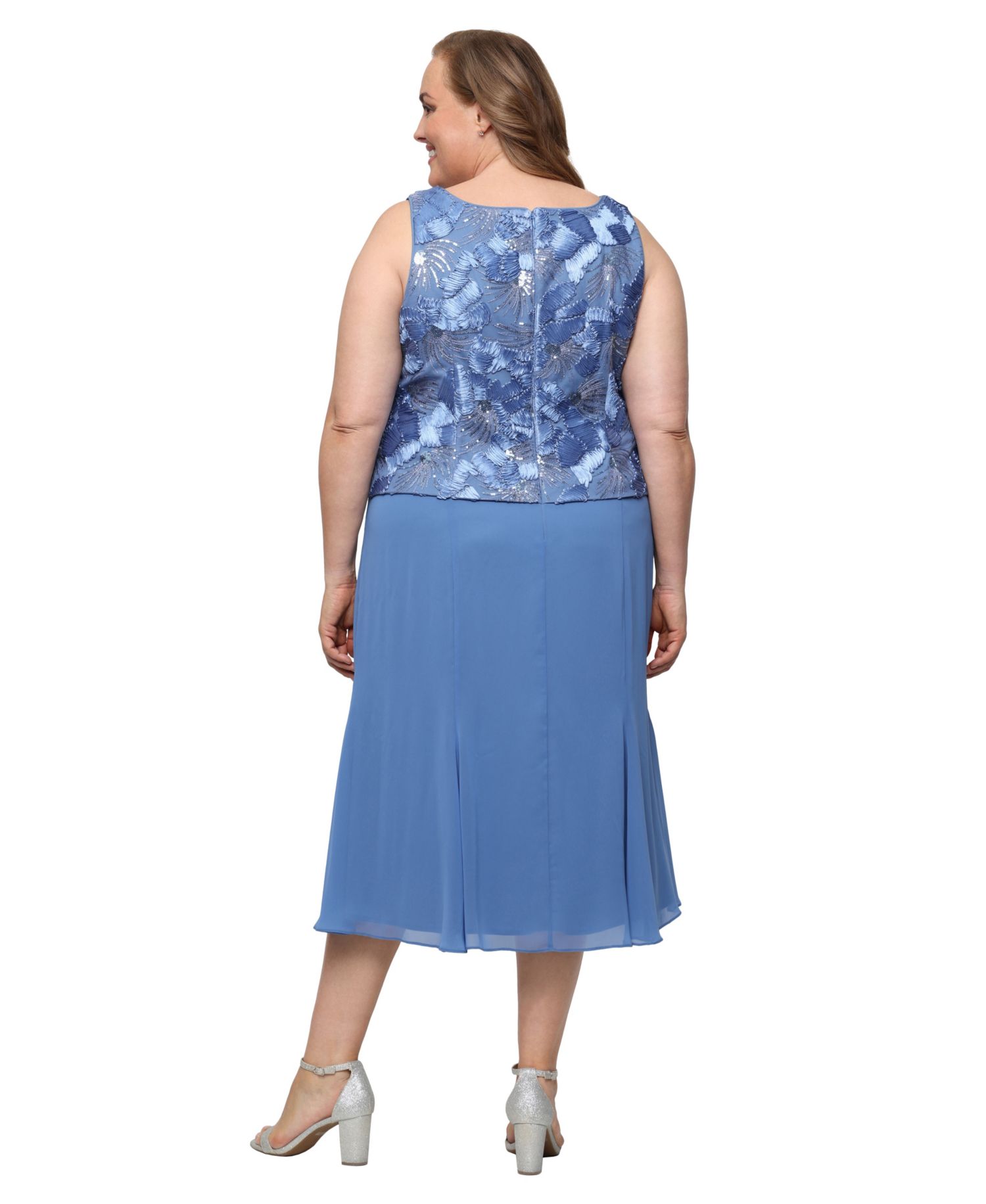 Plus Size Scoop Neck Dress and Soutache Open Jacket, 2-Piece Set