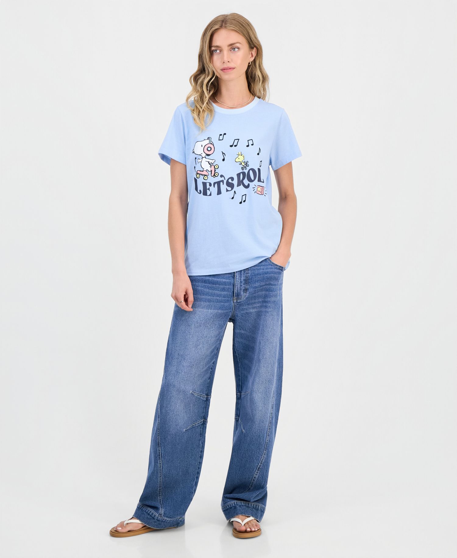 Juniors' Snoopy Let's Roll Graphic T-Shirt