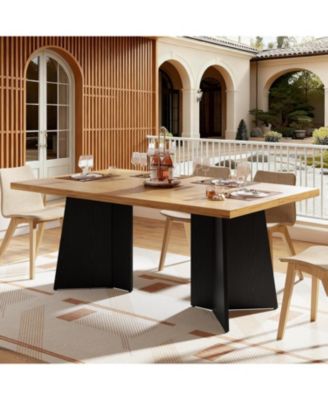 63" Dining Table for 6-8, Modern Design with Large Top & Sturdy Pedestal Legs for Kitchen or Conference Room