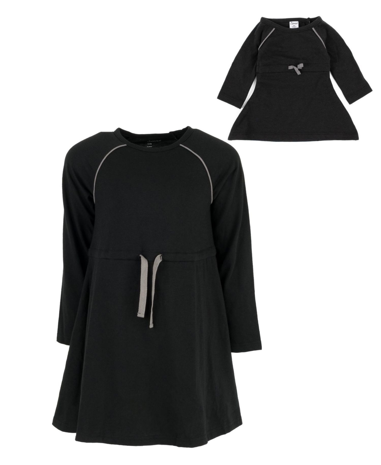 Toddler Girls Matching Girl & Doll Drawstring Cinch-Waist Long Sleeve Dress